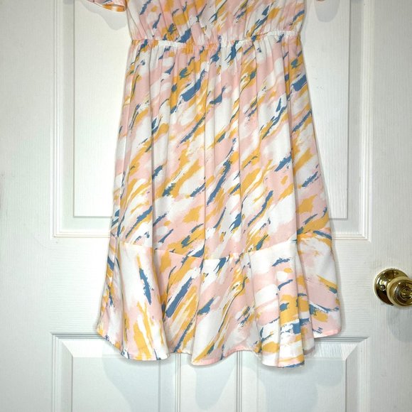 Lush Flutter Sleeve Ruffle Abstract Dress M - Picture 10 of 12